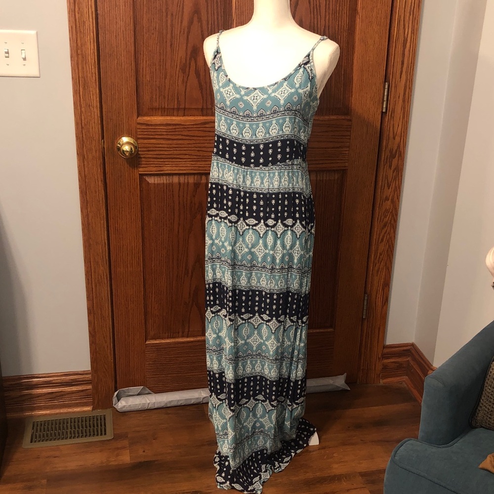 Pink Republic Patterned Maxi Dress in Teal and Navy